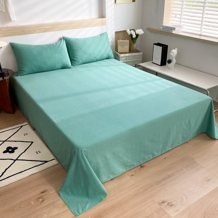 91家纺网 家纺一手货源 找家纺 玉元坊 2025新款混纺非全棉加厚磨毛四件套 绿色