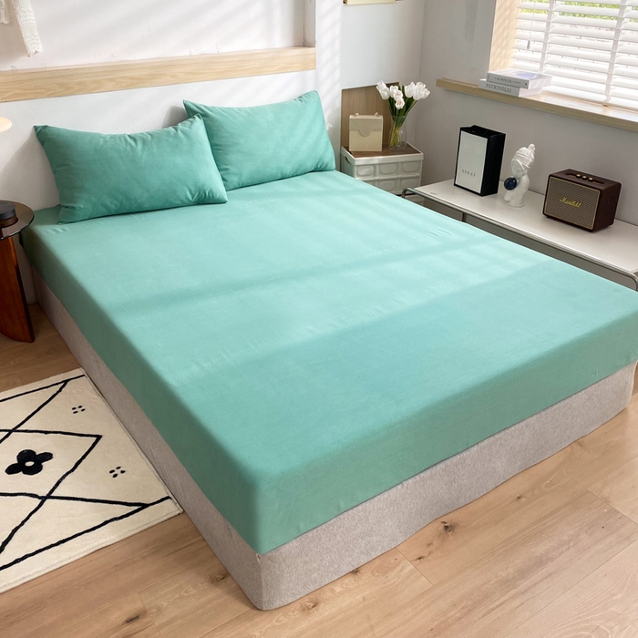 91家纺网 家纺一手货源 找家纺 玉元坊 2025新款混纺非全棉加厚磨毛四件套 绿色