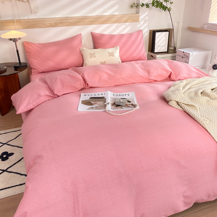 91家纺网 家纺一手货源 找家纺 玉元坊 2025新款混纺非全棉加厚磨毛四件套 粉色