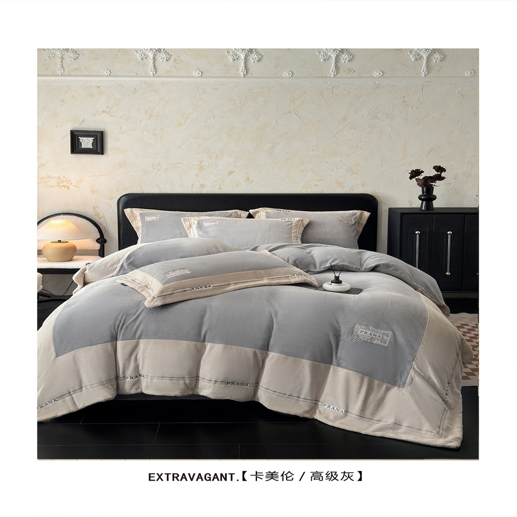 91家纺网 家纺一手货源 找家纺 （总）芯丝路枕业 2025新款蚕丝绒四件套-卡美伦