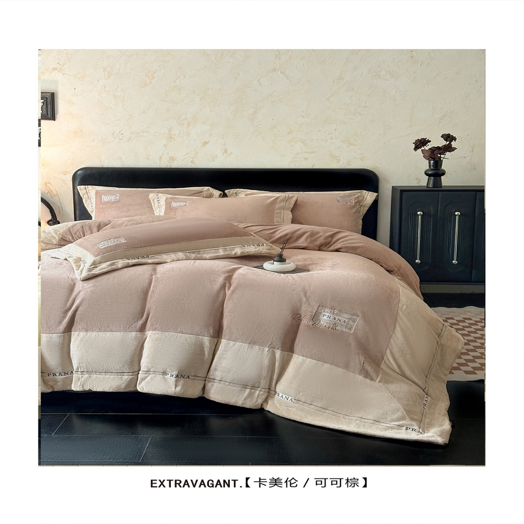 91家纺网 家纺一手货源 找家纺 （总）芯丝路枕业 2025新款蚕丝绒四件套-卡美伦