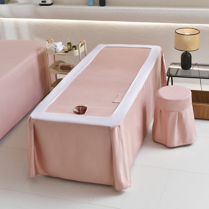 91家纺网 家纺一手货源 找家纺 莉人坊美容床罩批发 2025新款高精密美容床罩四件套-春妍 春妍粉色