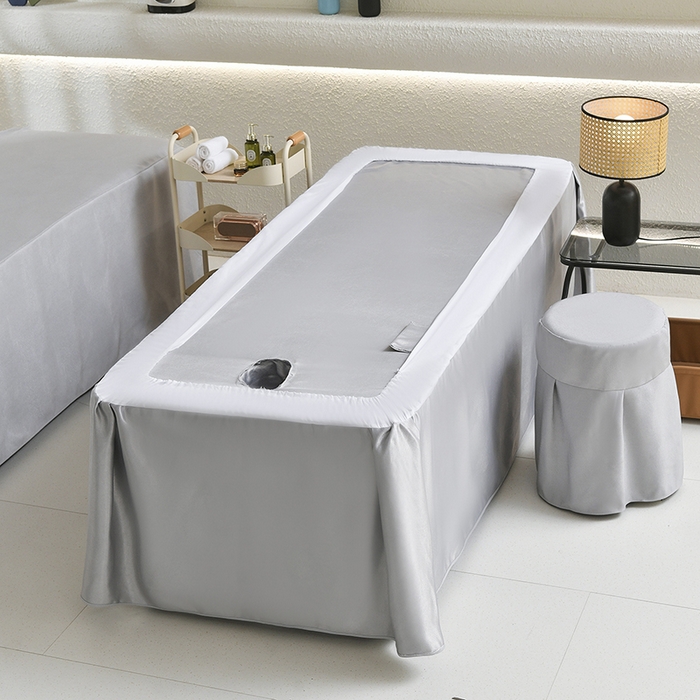 91家纺网 家纺一手货源 找家纺 莉人坊美容床罩批发 2025新款高精密美容床罩四件套-春妍 春妍浅灰