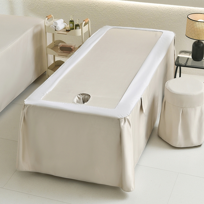 91家纺网 家纺一手货源 找家纺 莉人坊美容床罩批发 2025新款高精密美容床罩四件套-春妍 春妍米色