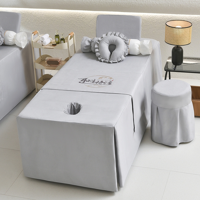 91家纺网 家纺一手货源 找家纺 莉人坊美容床罩批发 2025新款高精密美容床罩四件套-春妍 春妍浅灰