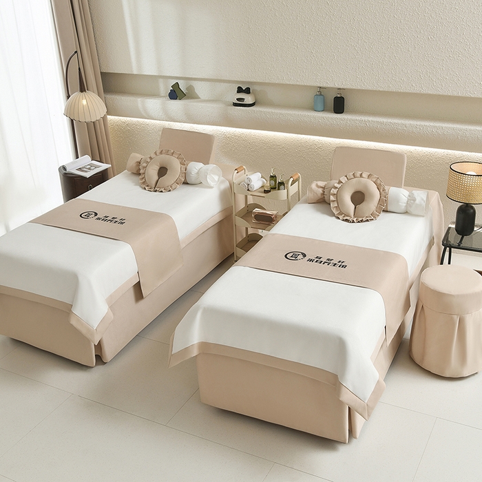 91家纺网 家纺一手货源 找家纺 莉人坊美容床罩批发 2025新款高精密美容床罩四件套-春妍 春妍奶黄