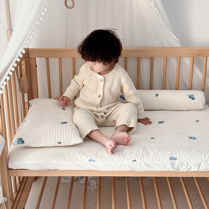 荷马之梦 2025新款A类纯棉水洗棉大豆纤维夹棉绗缝儿童床笠-淳真系列 淳真-蓝小车