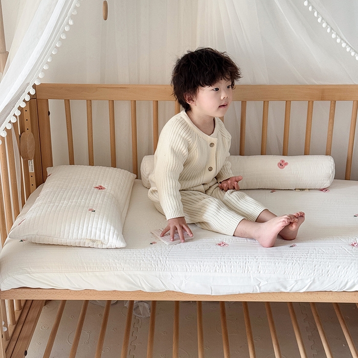 荷马之梦 2025新款A类纯棉水洗棉大豆纤维夹棉绗缝儿童床笠-淳真系列 淳真-兔小花