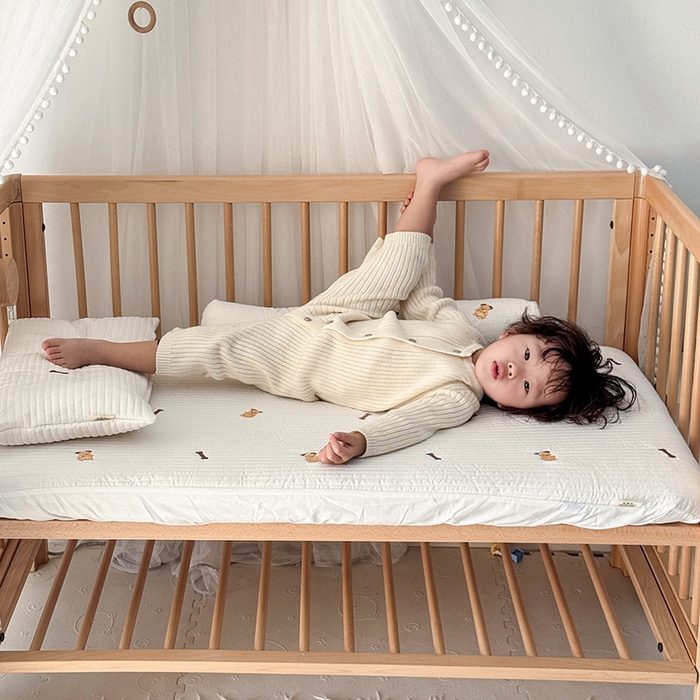 91家纺网 家纺一手货源 找家纺 荷马之梦 2025新款A类纯棉水洗棉大豆纤维夹棉绗缝儿童床笠-淳真系列 淳真-小骨头