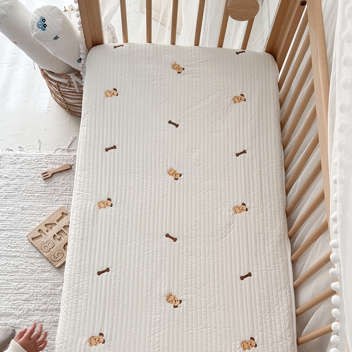 91家纺网 家纺一手货源 找家纺 荷马之梦 2025新款A类纯棉水洗棉大豆纤维夹棉绗缝儿童床笠-淳真系列 淳真-小骨头