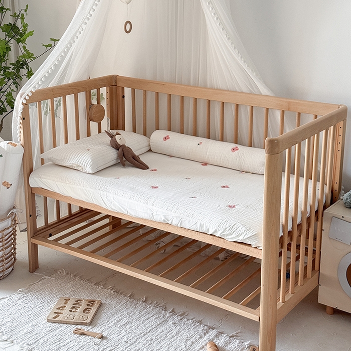 91家纺网 家纺一手货源 找家纺 荷马之梦 2025新款A类纯棉水洗棉大豆纤维夹棉绗缝儿童床笠-淳真系列 淳真-兔小花