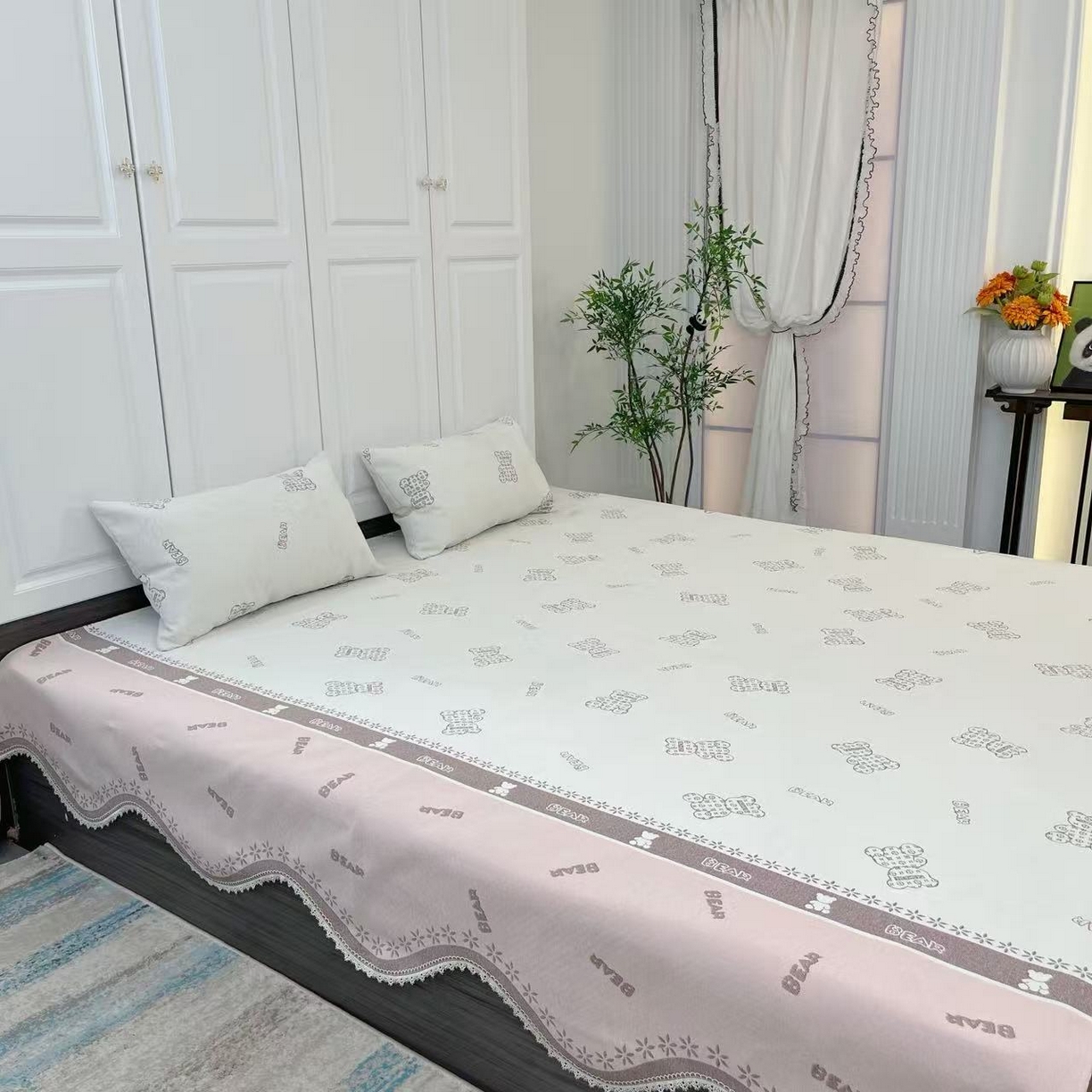 91家纺网 家纺一手货源 找家纺 （总）峻杨 2025新款雪尼尔榻榻米床盖柔软亲肤防滑耐磨可机洗可定制尺寸工厂直发-泰迪熊