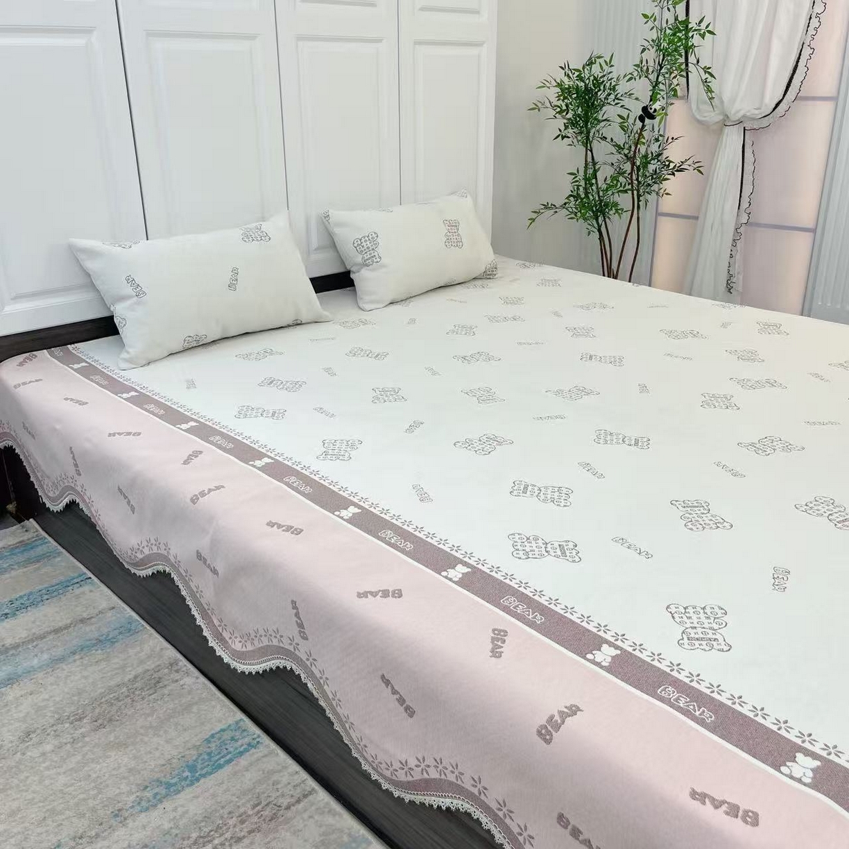 91家纺网 家纺一手货源 找家纺 （总）峻杨 2025新款雪尼尔榻榻米床盖柔软亲肤防滑耐磨可机洗可定制尺寸工厂直发-泰迪熊