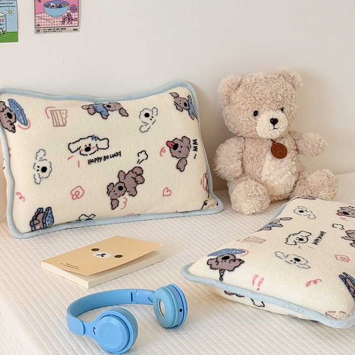 91家纺网 家纺一手货源 找家纺 嗨生活 2025新款雪梨绒枕套枕芯儿童枕套枕芯幼儿园枕套枕芯 波利狗