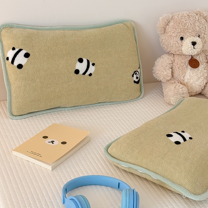 91家纺网 家纺一手货源 找家纺 嗨生活 2025新款雪梨绒枕套枕芯儿童枕套枕芯幼儿园枕套枕芯 可爱熊猫