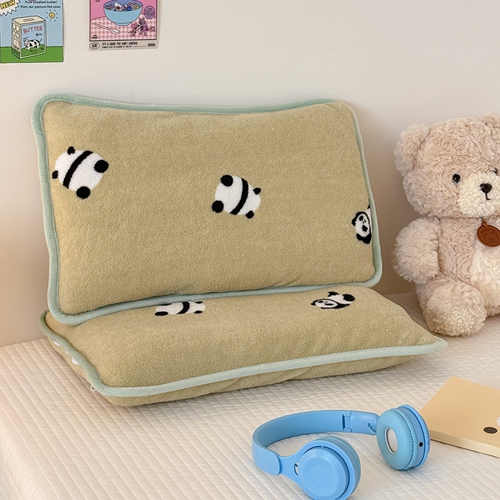 91家纺网 家纺一手货源 找家纺 嗨生活 2025新款雪梨绒枕套枕芯儿童枕套枕芯幼儿园枕套枕芯 可爱熊猫