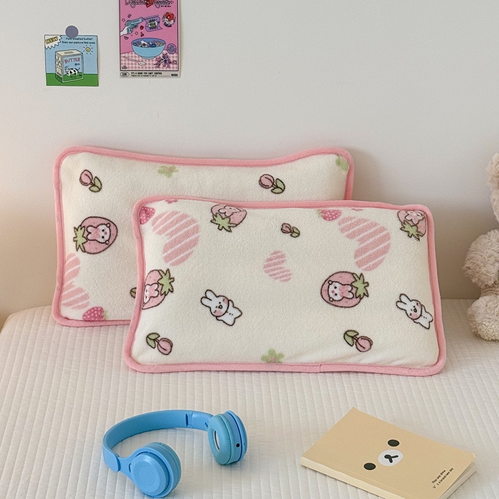 嗨生活 2025新款雪梨绒枕套枕芯儿童枕套枕芯幼儿园枕套枕芯 甜心小兔