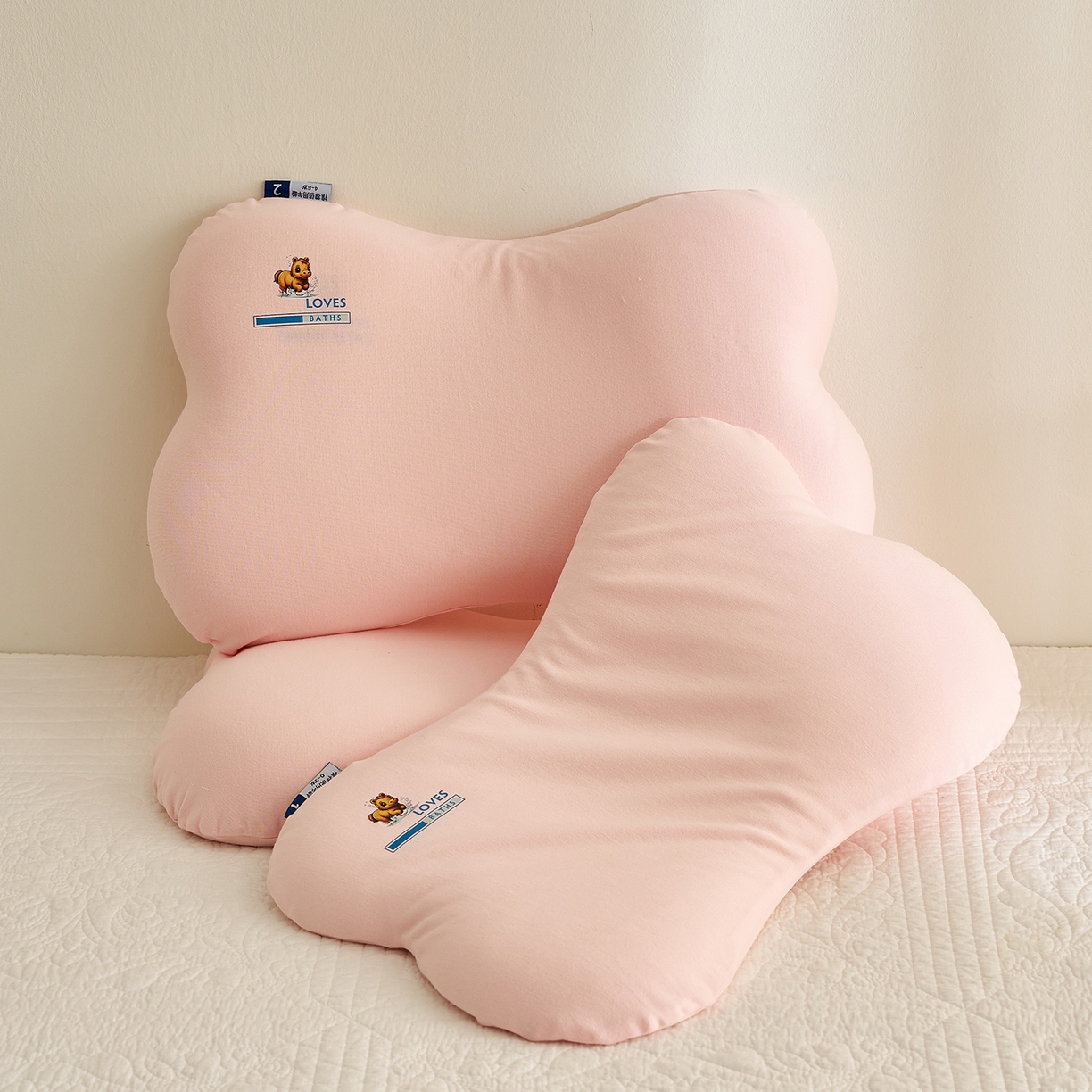 91家纺网 家纺一手货源 找家纺 乐可 2025新款蝶形儿童硅胶枕婴童学生枕头枕芯 蝶形儿童硅胶枕-粉-G1 35*55*4cm/只