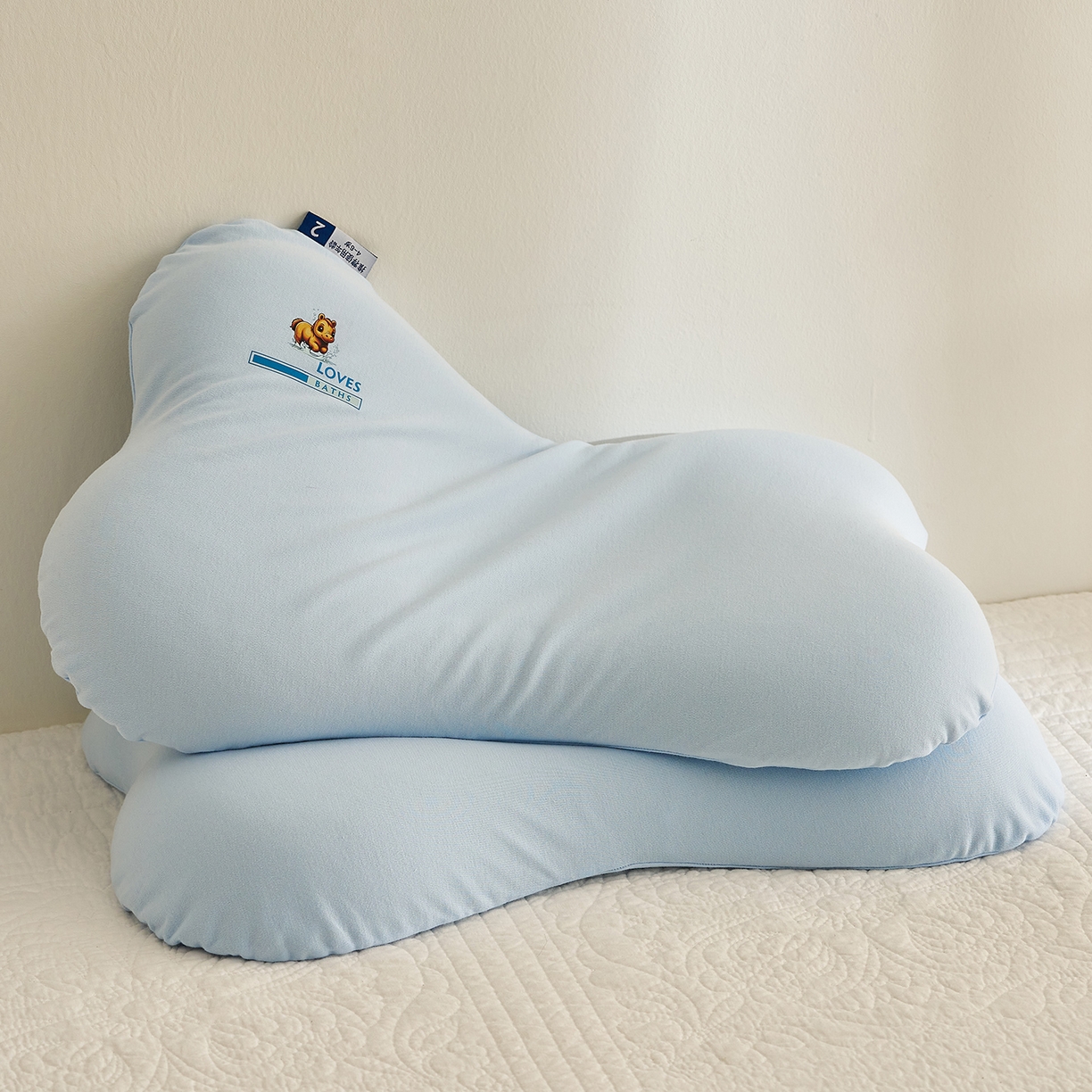 91家纺网 家纺一手货源 找家纺 乐可 2025新款蝶形儿童硅胶枕婴童学生枕头枕芯 蝶形儿童硅胶枕-蓝-G2 35*55*6cm/只