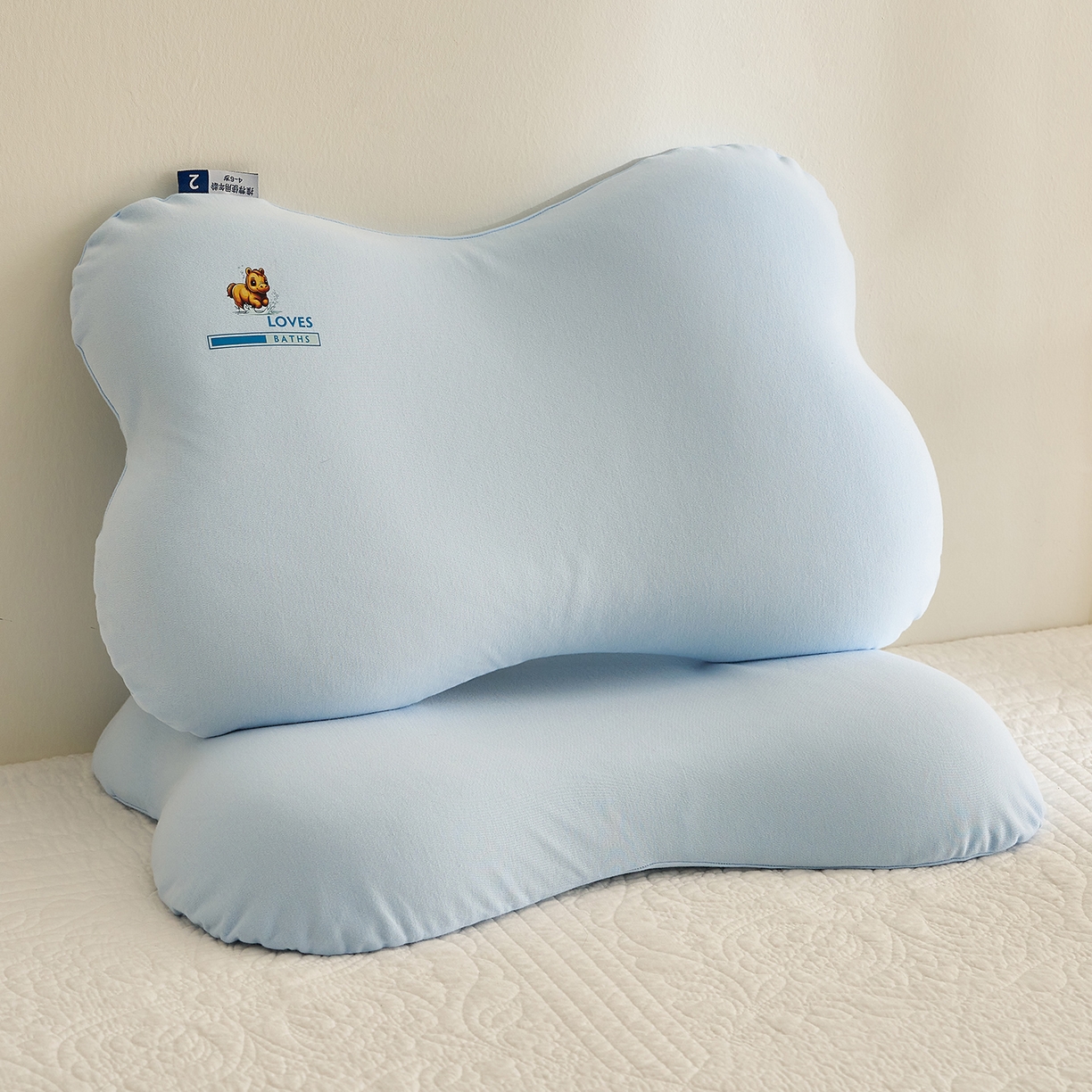 91家纺网 家纺一手货源 找家纺 乐可 2025新款蝶形儿童硅胶枕婴童学生枕头枕芯 蝶形儿童硅胶枕-蓝-G3 35*55*8cm/只