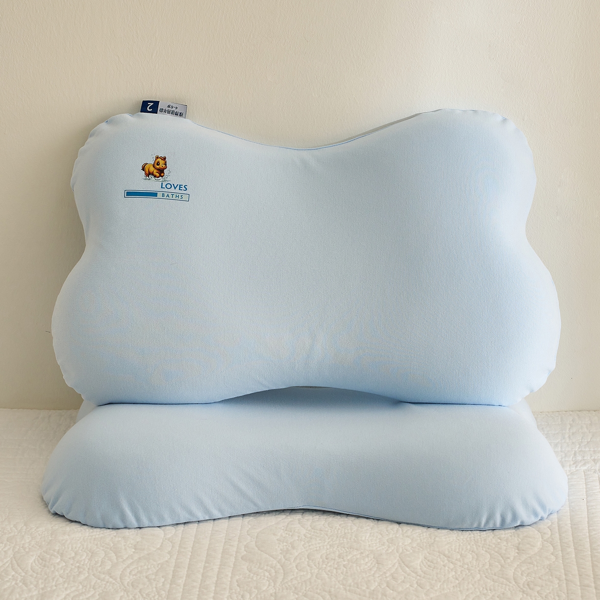 91家纺网 家纺一手货源 找家纺 乐可 2025新款蝶形儿童硅胶枕婴童学生枕头枕芯 蝶形儿童硅胶枕-蓝-G1 35*55*4cm/只