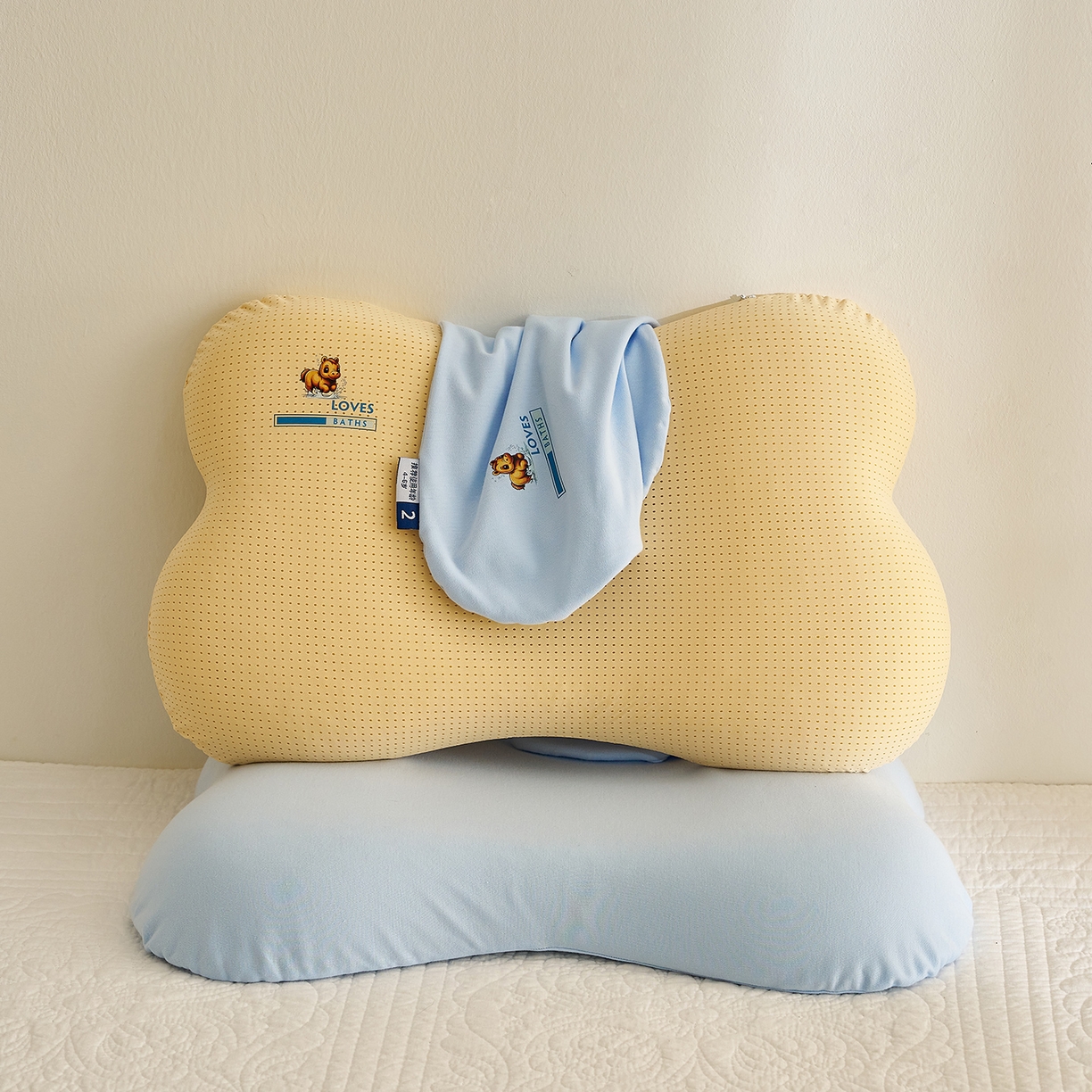 91家纺网 家纺一手货源 找家纺 乐可 2025新款蝶形儿童硅胶枕婴童学生枕头枕芯 蝶形儿童硅胶枕-蓝-G3 35*55*8cm/只