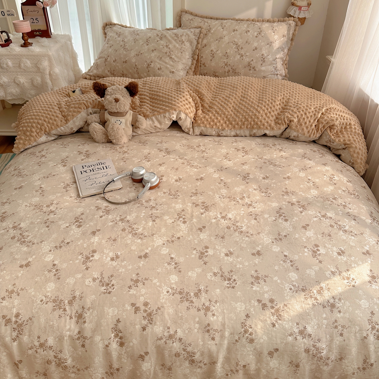 91家纺网 家纺一手货源 找家纺 （总）Sweet dreams甜梦 2025新款双层纱豆豆绒棉加绒四件套