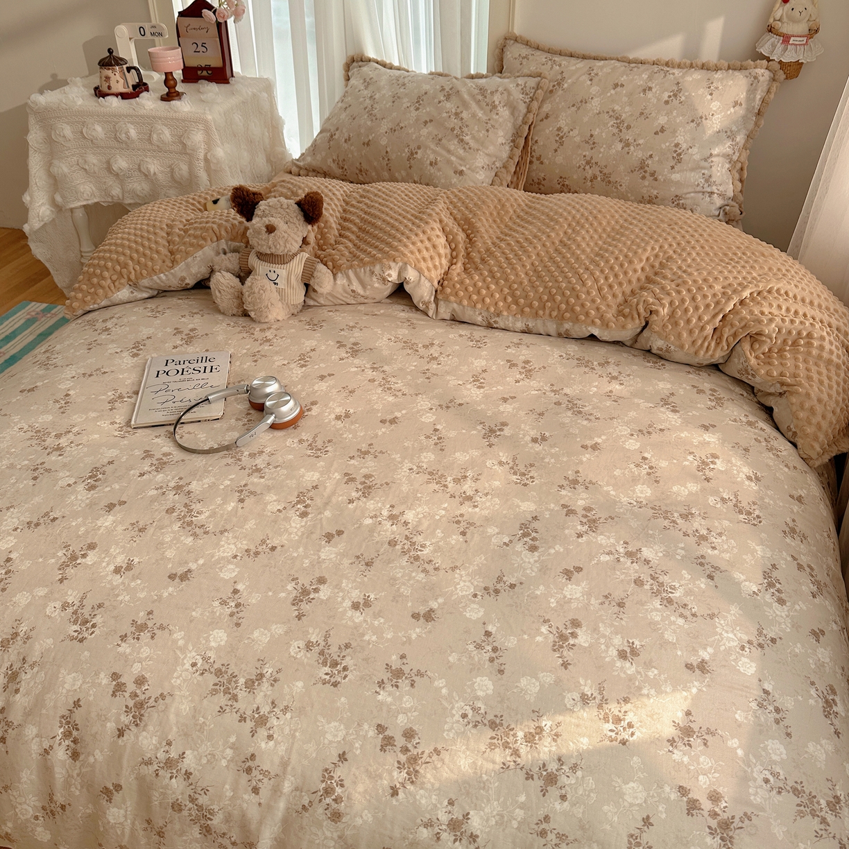 91家纺网 家纺一手货源 找家纺 （总）Sweet dreams甜梦 2025新款双层纱豆豆绒棉加绒四件套