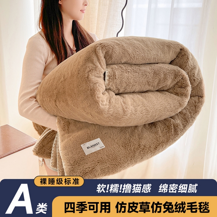 91家纺网 家纺一手货源 找家纺 （总）艾佳 2025新款A类四季毯高端加厚多功能双面仿皮草仿大兔绒毛毯毯子