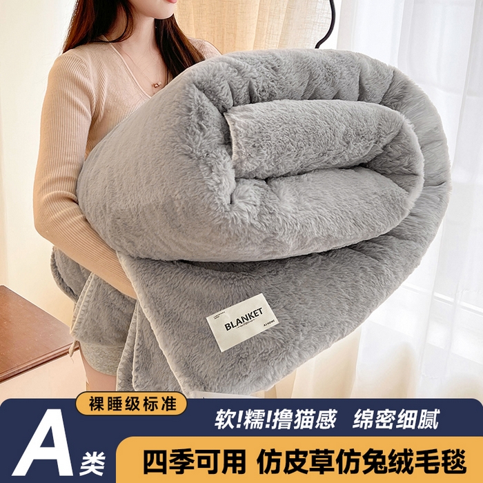 91家纺网 家纺一手货源 找家纺 （总）艾佳 2025新款A类四季毯高端加厚多功能双面仿皮草仿大兔绒毛毯毯子