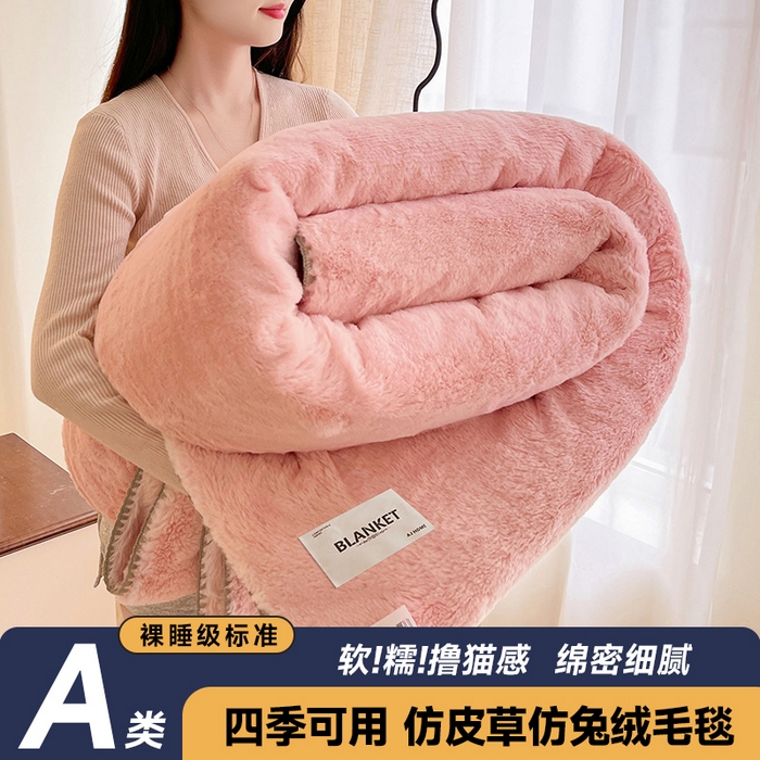 91家纺网 家纺一手货源 找家纺 （总）艾佳 2025新款A类四季毯高端加厚多功能双面仿皮草仿大兔绒毛毯毯子