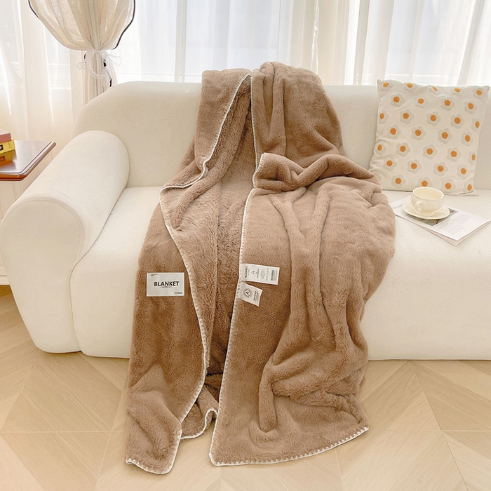 91家纺网 家纺一手货源 找家纺 艾佳 2025新款A类四季毯高端加厚多功能双面仿皮草仿大兔绒毛毯毯子 栗子可可