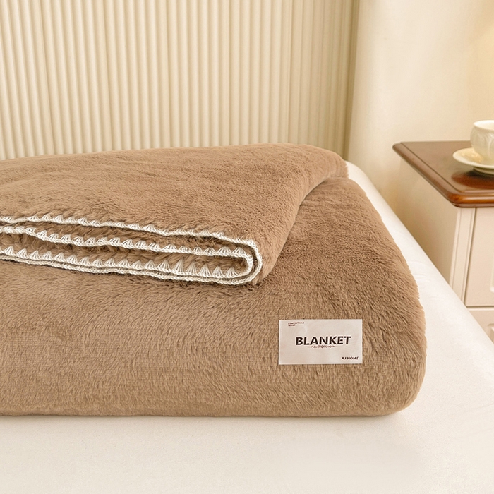 91家纺网 家纺一手货源 找家纺 艾佳 2025新款A类四季毯高端加厚多功能双面仿皮草仿大兔绒毛毯毯子 栗子可可