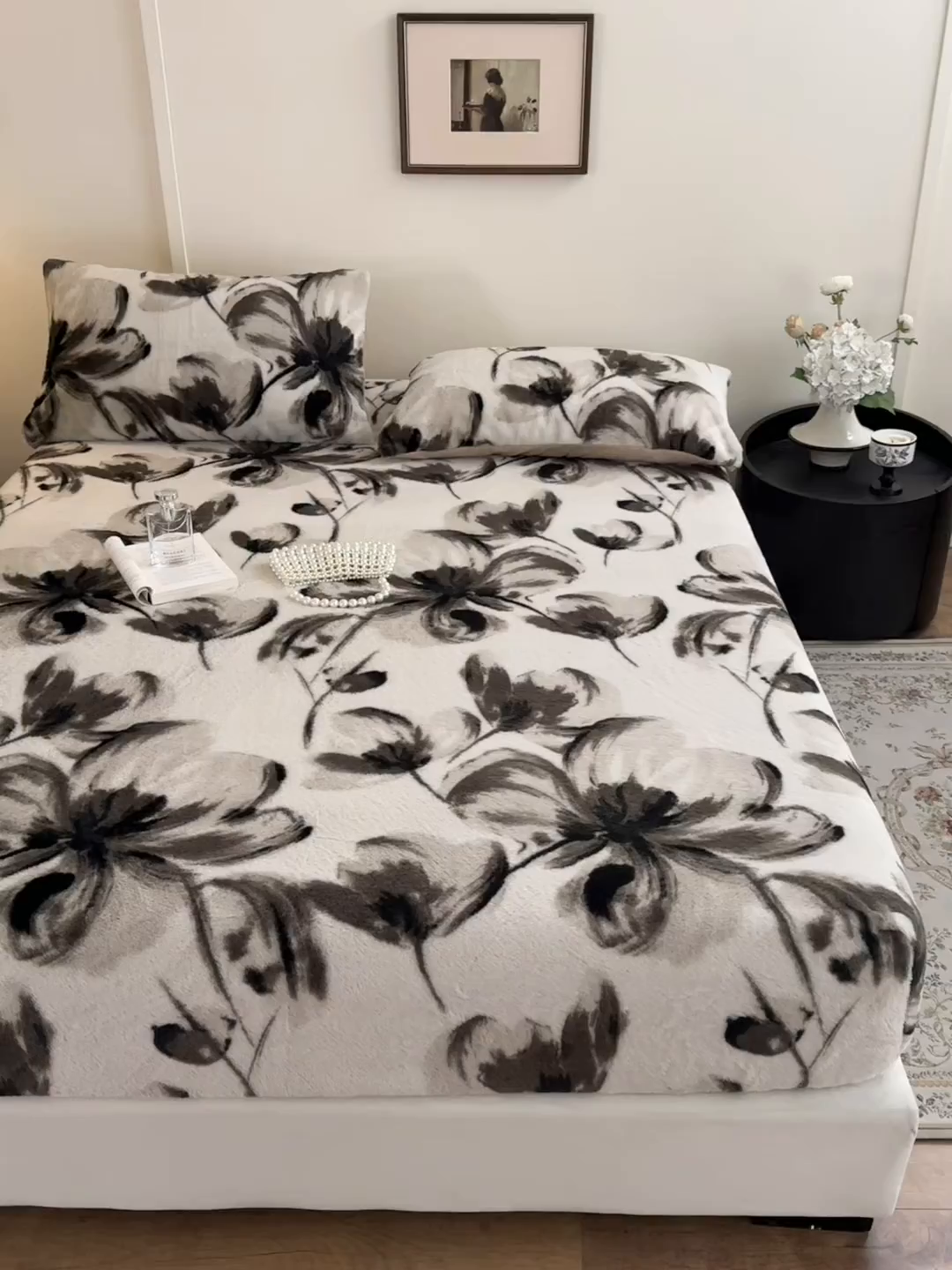 91家纺网 家纺一手货源 找家纺 娜娜 2025新款兔毛绒保暖床笠 幻影