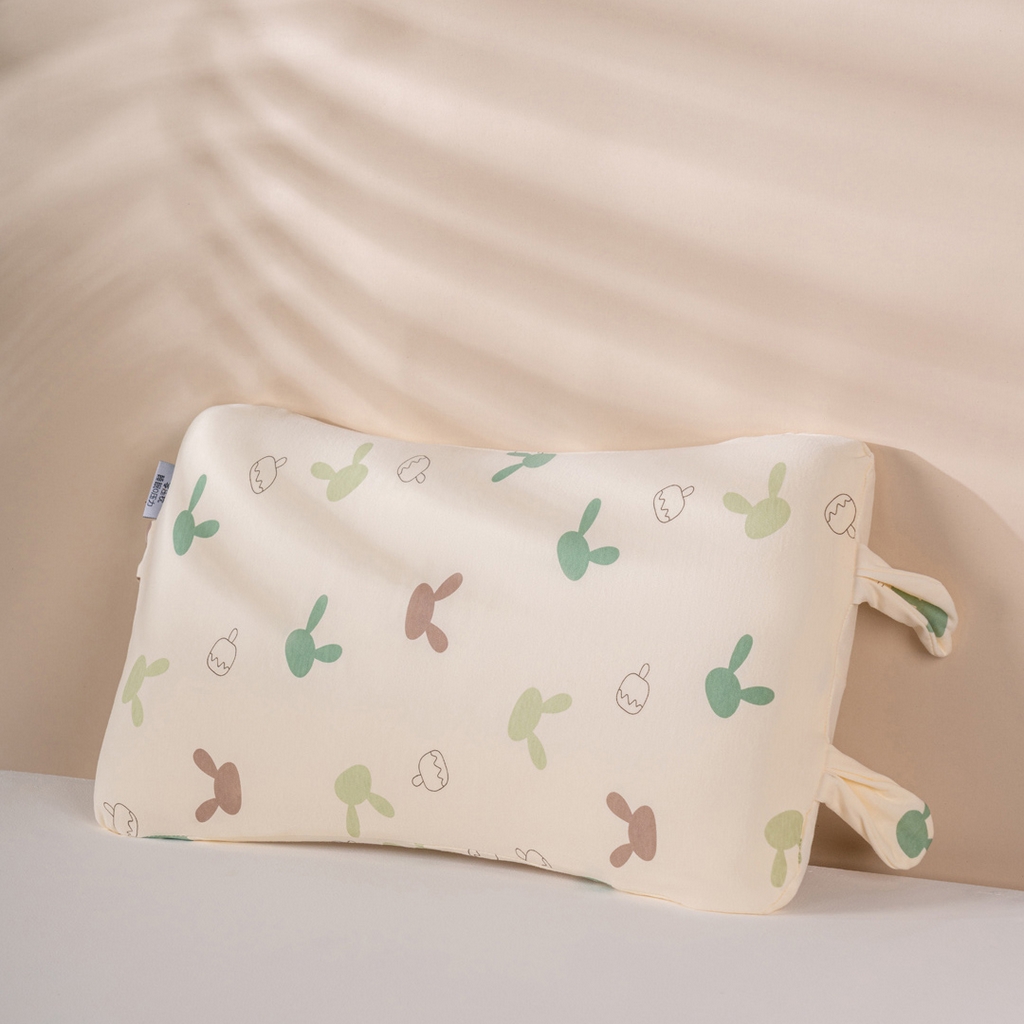 芯奇想 2025新款全棉卡通儿童枕聚氨酯慢回弹枕芯枕头 小兔-米白