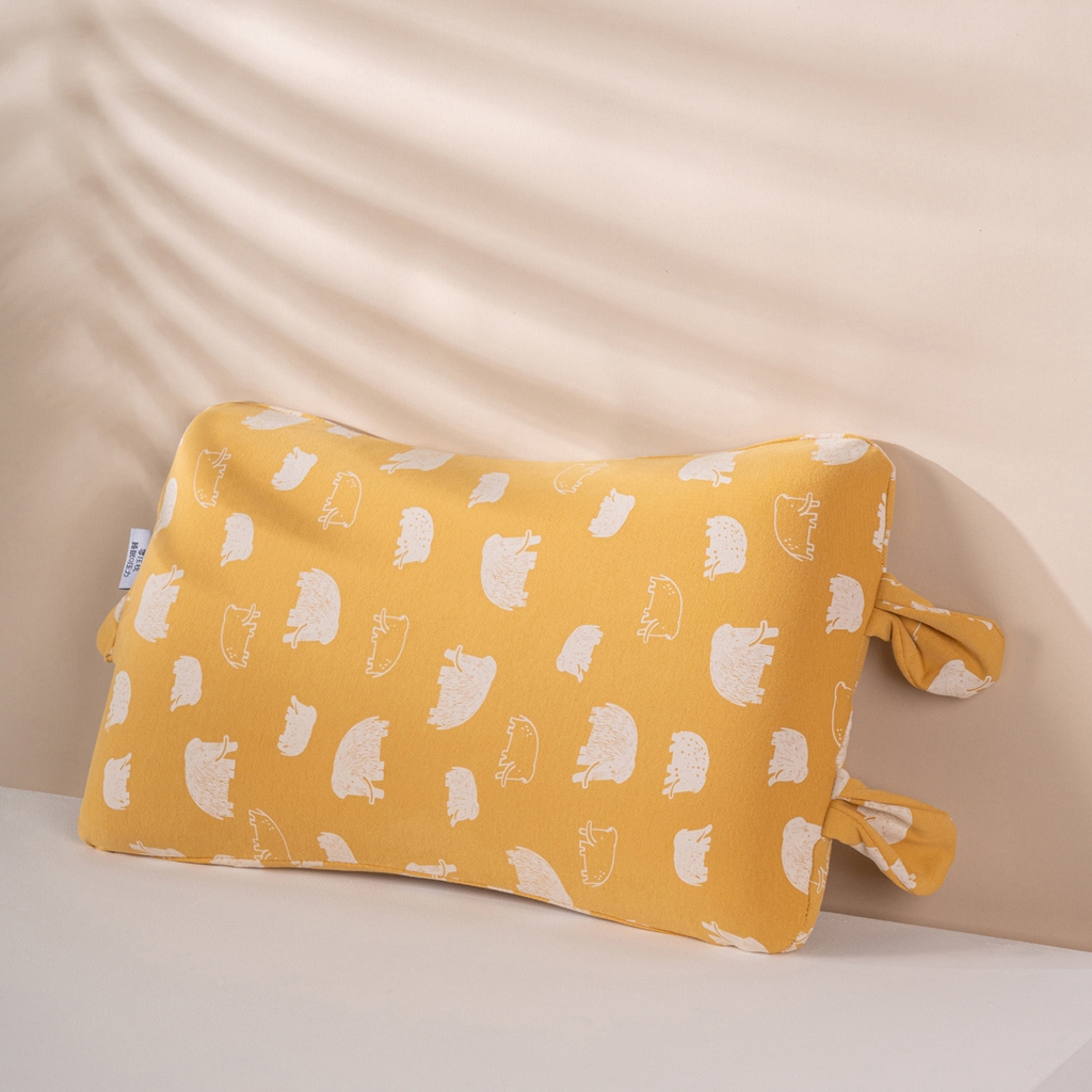 芯奇想 2025新款全棉卡通儿童枕聚氨酯慢回弹枕芯枕头 大象-黄色