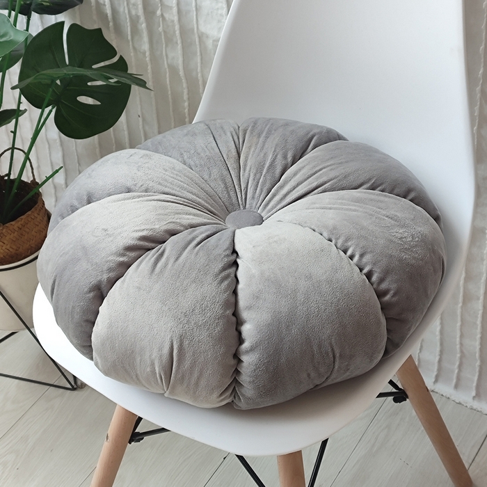 李帅家居 2025新款荷兰绒花瓣多瓣南瓜抱枕坐垫 南瓜浅灰