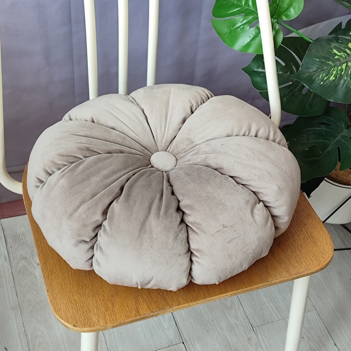 李帅家居 2025新款荷兰绒花瓣多瓣南瓜抱枕坐垫 卡其