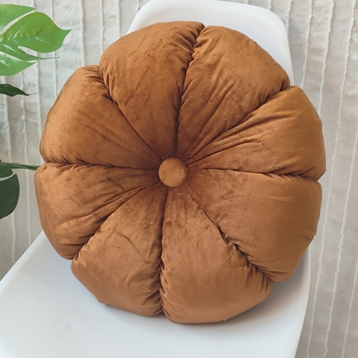 91家纺网 家纺一手货源 找家纺 李帅家居 2025新款荷兰绒花瓣多瓣南瓜抱枕坐垫 南瓜咖啡