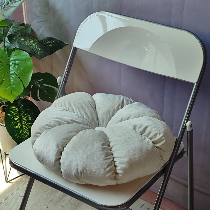 李帅家居 2025新款荷兰绒花瓣多瓣南瓜抱枕坐垫 南瓜米白