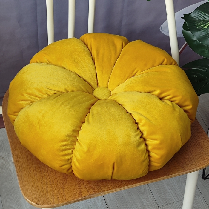 李帅家居 2025新款荷兰绒花瓣多瓣南瓜抱枕坐垫 南瓜姜黄