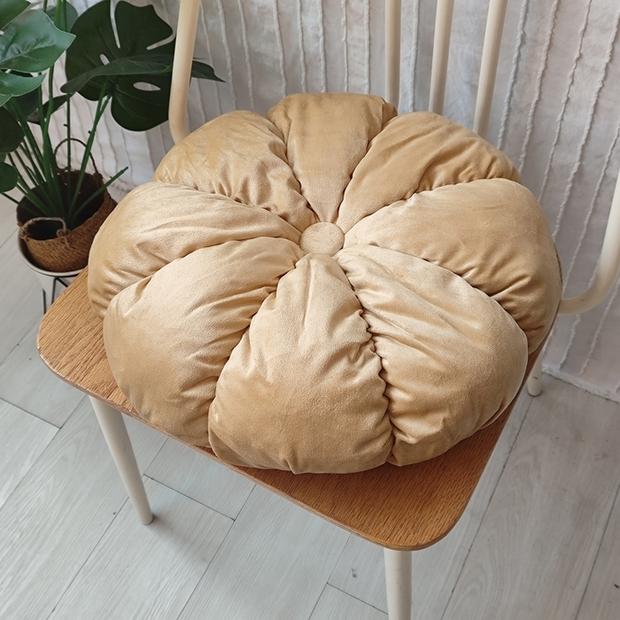 李帅家居 2025新款荷兰绒花瓣多瓣南瓜抱枕坐垫 土黄色