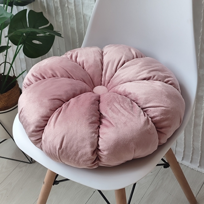 91家纺网 家纺一手货源 找家纺 李帅家居 2025新款荷兰绒花瓣多瓣南瓜抱枕坐垫 南瓜胭粉