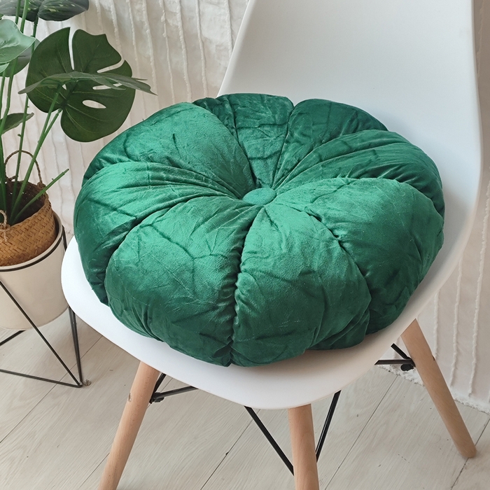 91家纺网 家纺一手货源 找家纺 李帅家居 2025新款荷兰绒花瓣多瓣南瓜抱枕坐垫 南瓜祖母绿