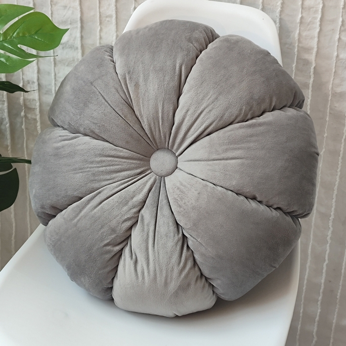 91家纺网 家纺一手货源 找家纺 李帅家居 2025新款荷兰绒花瓣多瓣南瓜抱枕坐垫 南瓜浅灰