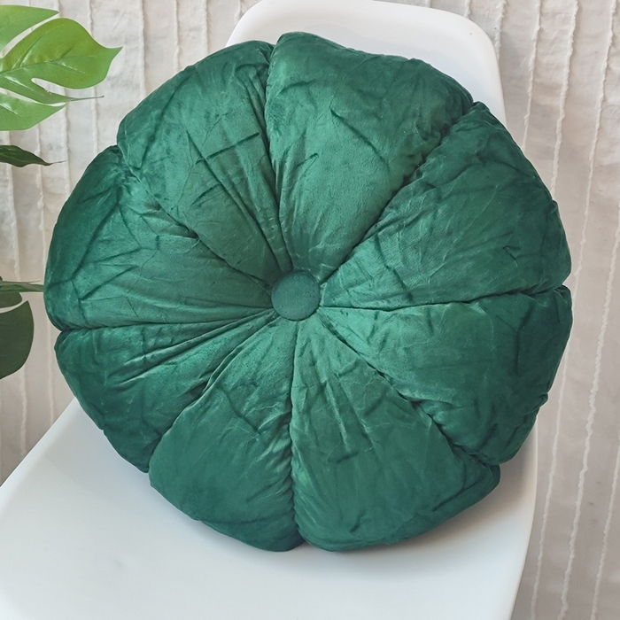 91家纺网 家纺一手货源 找家纺 李帅家居 2025新款荷兰绒花瓣多瓣南瓜抱枕坐垫 南瓜祖母绿