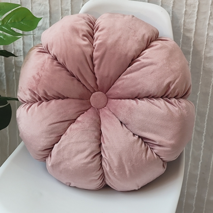 91家纺网 家纺一手货源 找家纺 李帅家居 2025新款荷兰绒花瓣多瓣南瓜抱枕坐垫 南瓜胭粉