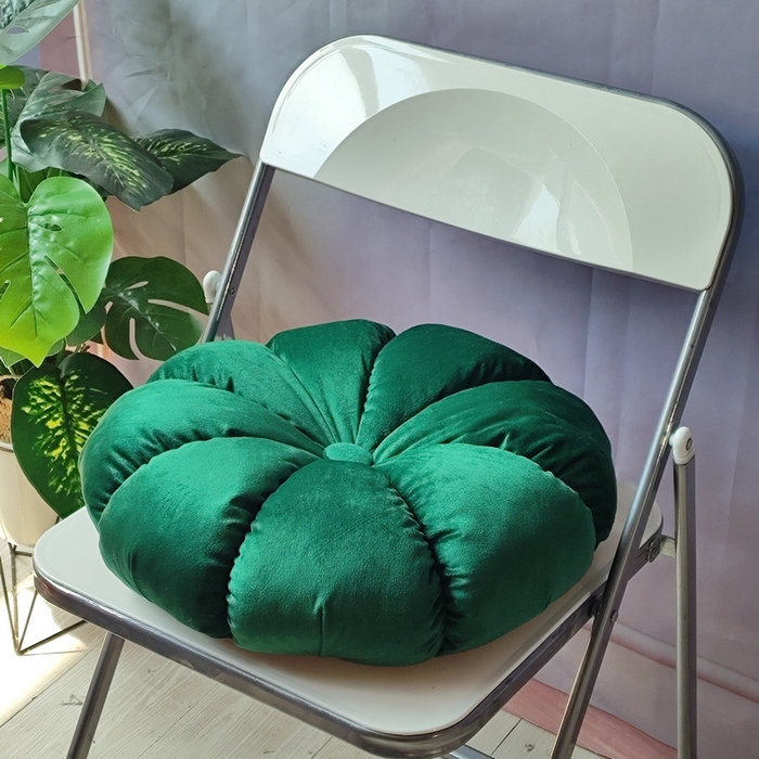 91家纺网 家纺一手货源 找家纺 李帅家居 2025新款荷兰绒花瓣多瓣南瓜抱枕坐垫 南瓜祖母绿