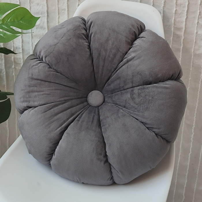 91家纺网 家纺一手货源 找家纺 李帅家居 2025新款荷兰绒花瓣多瓣南瓜抱枕坐垫 南瓜深灰