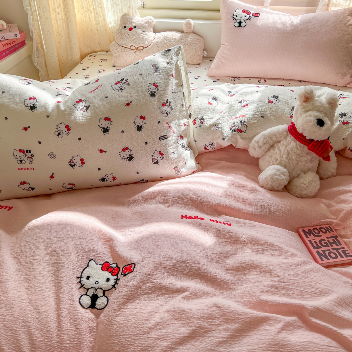 91家纺网 家纺一手货源 找家纺 童颜 2025新款三丽鸥正版授权云感木棉a类毛巾绣四件套 哈喽KT